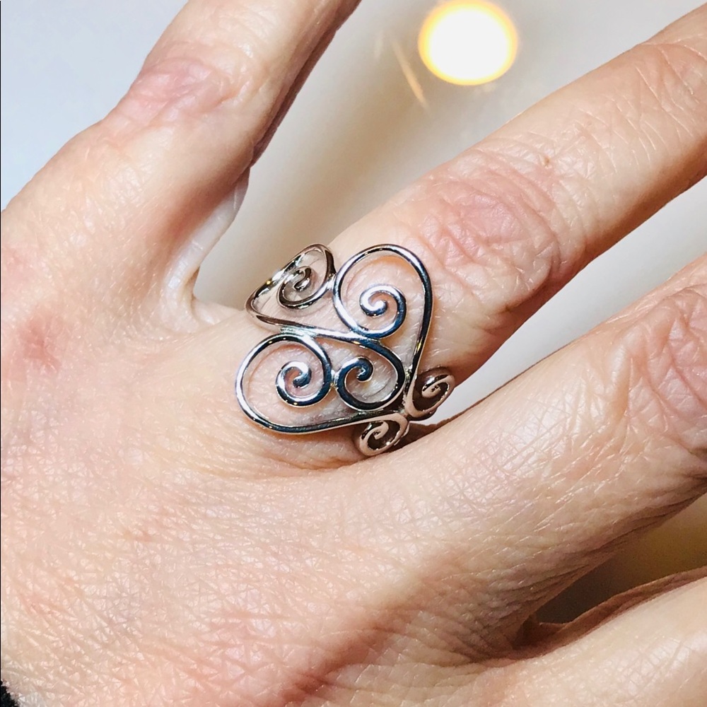 .925 Sterling Silver Filigree Ring